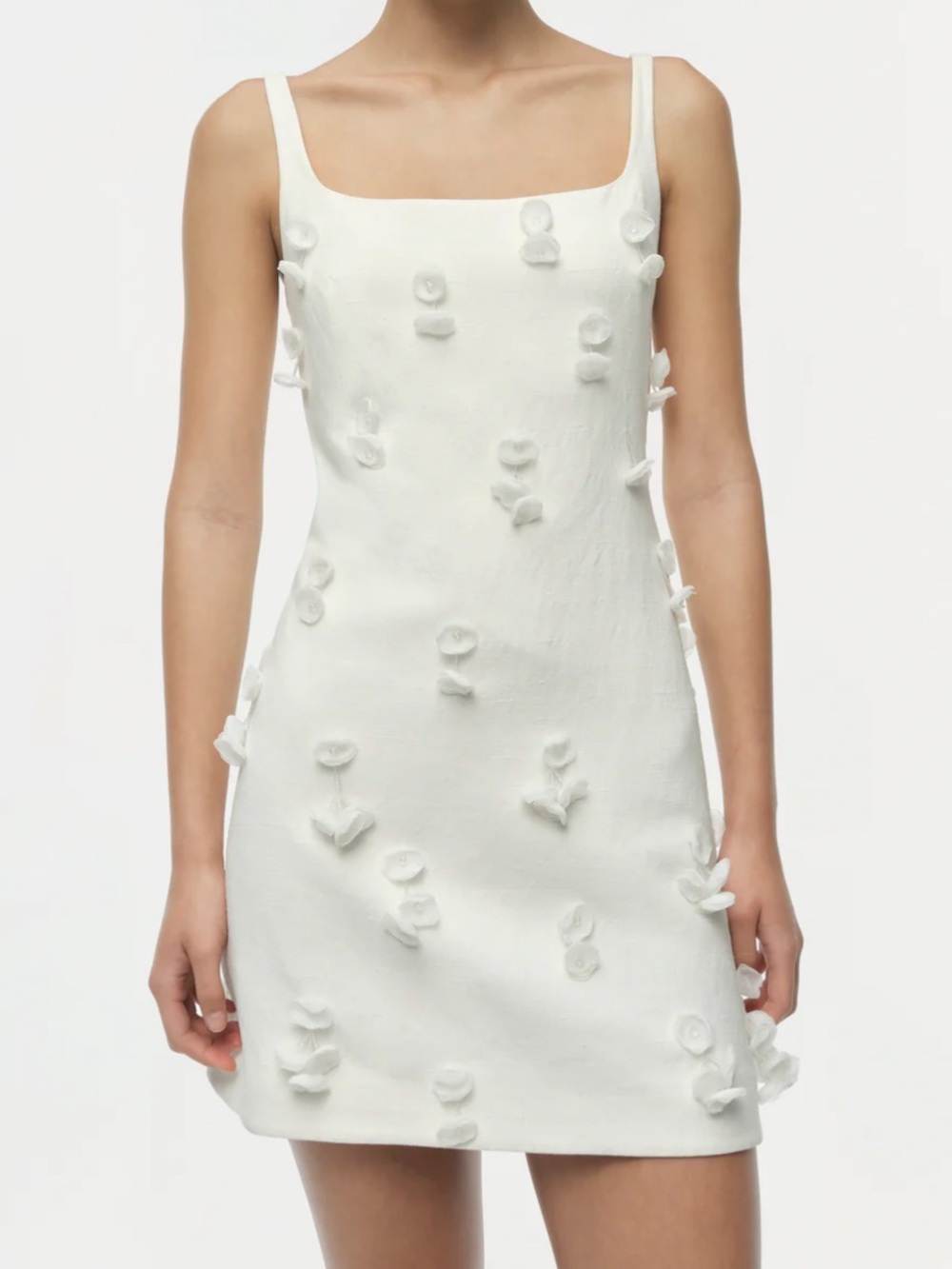 Simkhai Cailinn White Sleeveless Beaded Dangle Flower Mini Dress NEW Size 2 $745